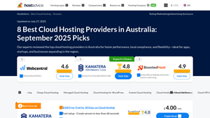 Screenshot of 8 Best Cloud Hosting Providers in Australia (Aug 2025) - HostAdvice