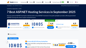 Screenshot of 7 Best ASP.NET Hosting Providers (Sep 2025) - HostAdvice