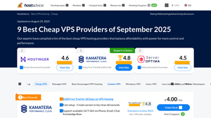 Screenshot of Best Cheap VPS Hosting: 9 Budget Deals (Sep 2025) - HostAdvice