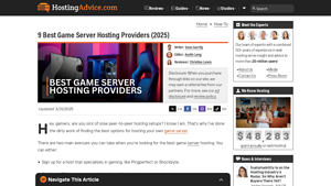 Screenshot of 9 Best Game Server Hosting Providers (2025) - HostingAdvice.com