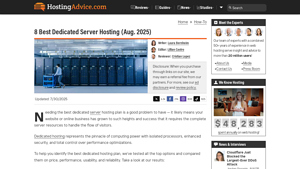 Screenshot of 8 Best Dedicated Server Hosting (Aug. 2025) - HostingAdvice.com