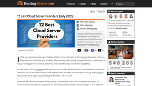 Screenshot of 12 Best Cloud Server Providers (July 2025) - HostingAdvice.com
