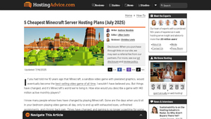 Screenshot of 5 Cheapest Minecraft Server Hosting Plans (July 2025)