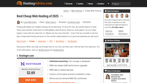 Screenshot of Best Cheap Web Hosting of 2025: $1.00 to $2.95 - HostingAdvice.com