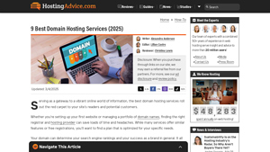Screenshot of 9 Best Domain Hosting Services (2025) - HostingAdvice.com