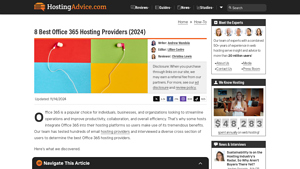 Screenshot of 8 Best Office 365 Hosting Providers (2024) - HostingAdvice.com