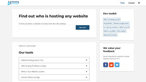 Screenshot of Hosting Checker - Find out who is hosting any website