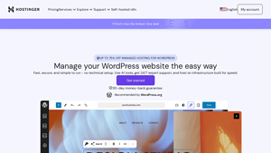 Screenshot of Managed hosting for WordPress | Fast Loading & Secure - Hostinger