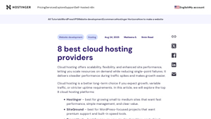 Screenshot of 8 best cloud hosting providers in 2025 - Hostinger