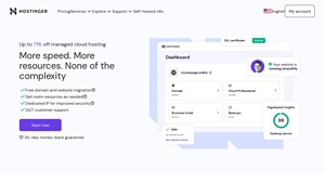 Screenshot of Managed cloud hosting | 4X more speed | 99.9% uptime - Hostinger