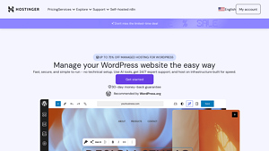 Screenshot of Managed hosting for WordPress | Fast Loading & Secure - Hostinger