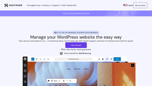 Screenshot of Managed hosting for WordPress | Fast Loading & Secure - Hostinger