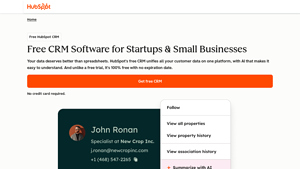 Screenshot of Streamline Your Entire Business With a Free CRM - HubSpot