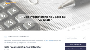 Screenshot of Self Employed S Corp Tax Calculator | Huddleston Tax CPAs