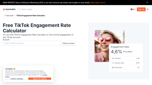 Screenshot of Free TikTok Engagement Rate Calculator | HypeAuditor
