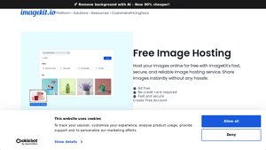 Screenshot of Free Image Hosting - Easily share public links - ImageKit