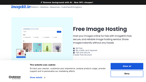 Screenshot of Free Image Hosting - Easily share public links - ImageKit