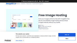 Screenshot of Free Image Hosting - Easily share public links - ImageKit