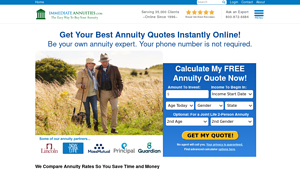 Screenshot of Immediate Annuities - Income Annuity Quote Calculator ...