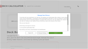 Screenshot of Deck Board Material Calculator