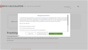 Screenshot of Framing Calculator