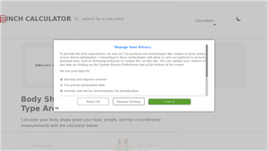 Screenshot of Body Shape Calculator - What Body Type Are You?