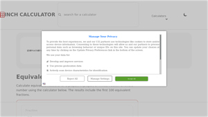 Screenshot of Equivalent Fractions Calculator