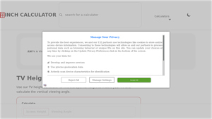 Screenshot of TV Height Calculator - How High to Mount a TV
