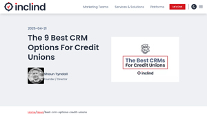Screenshot of The 9 Best CRM Options For Credit Unions - Inclind, Inc.