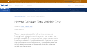 Screenshot of How to Calculate Total Variable Cost | Indeed.com