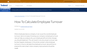 Screenshot of How To Calculate Employee Turnover | Indeed.com