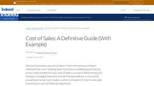 Screenshot of Cost of Sales: A Definitive Guide (With Example) - Indeed