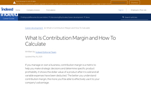 Screenshot of What Is Contribution Margin and How To Calculate | Indeed.com