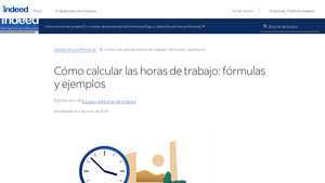 Screenshot of Cómo calcular las horas de trabajo: fórmulas y ejemplos | Indeed.com