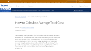 Screenshot of How to Calculate Average Total Cost | Indeed.com