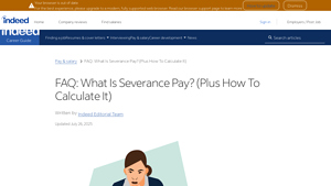 Screenshot of FAQ: What Is Severance Pay? (Plus How To Calculate It) | Indeed.com