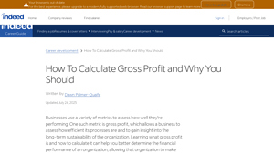 Screenshot of How To Calculate Gross Profit and Why You Should | Indeed.com