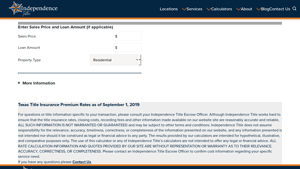 Screenshot of Texas Title Premium Calculator