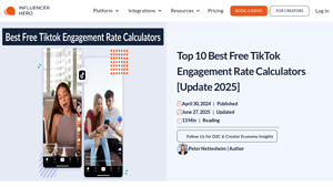 Screenshot of Top 10 Best Free TikTok Engagement Rate Calculators [Update 2025]