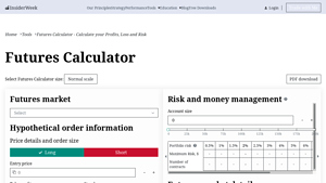 Screenshot of Futures Calculator - Calculate your Profits, Loss and Risk