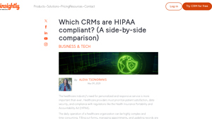 Screenshot of Which CRMs are HIPAA compliant? (A side-by-side comparison)