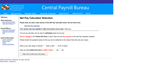 Screenshot of Central Payroll Net Pay Calculator - Comptroller of Maryland