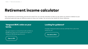 Screenshot of Retirement Income Calculator - Vanguard