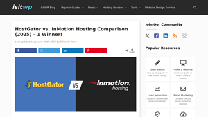 Screenshot of HostGator vs. InMotion Hosting Comparison (2025) - 1 Winner! - IsItWP