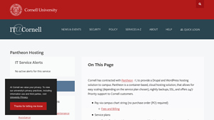 Screenshot of Pantheon Hosting - Cornell University