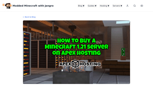 Screenshot of Apex Hosting Minecraft Server Hosting Full Review | Jangro.com