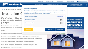 Screenshot of Insulation Calculator - Johns Manville