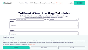 Screenshot of California Overtime Pay Calculator - KayaPush