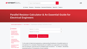 Screenshot of Parallel Resistor Calculator: Craft Perfect Circuits - Keysight