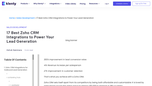 Screenshot of 17 Best Zoho Integrations to Power Your Lead Generation - Klenty